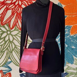 sold - Vintage Coach Legacy 9145 Crossbody Leather Handbag Red